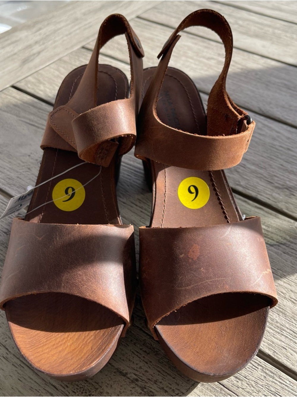 Mila Paoli Women's Brown Leather Platform Sandal Heels Womens Size 9 NWT - Picture 7 of 10